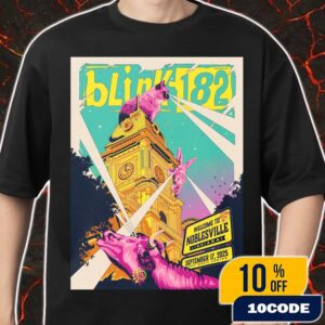 Blink-182 Missionary Impossible 2025 Tour Event Poster On September 17 2025 At Ruoff Music Center Noblesville Indiana Artwork By Jonas Santos Merch Unisex T-Shirt
