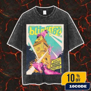 Blink-182 Missionary Impossible 2025 Tour Event Poster On September 17 2025 At Ruoff Music Center Noblesville Indiana Artwork By Jonas Santos Vintage Washed Unisex T-Shirt