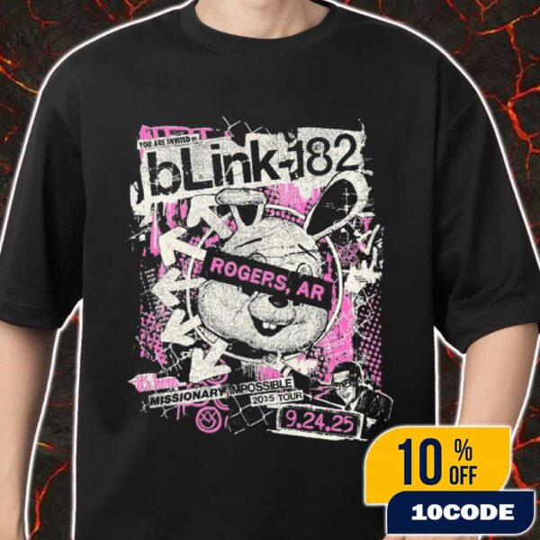 Blink-182 Missionary Impossible 2025 Tour You Are Invited September 24 2025 At Rogers Arkansas Event Tee By Kyle Crawford Merch Unisex T-Shirt