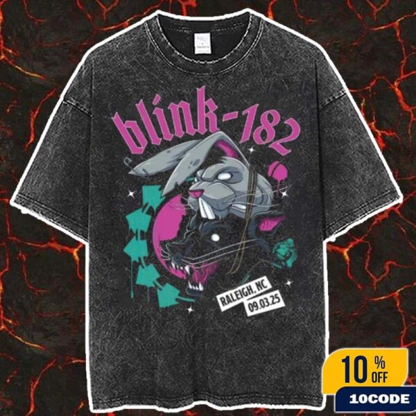 Blink-182 Missionary Impossible Tour 2025 Raleigh North Carolina Merch Tee In RALEIGH NC At Coastal Credit Union Music Park At Walnut Creek On September 3rd 2025 Wash T-Shirt