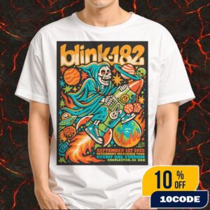 Blink-182 Missionary Impossible Tour On September 1st 2025 At Credit One Stadium Charleston SC USA Show Number Four Poster Artwork By Sindy Sinn Merchandise Unisex T-Shirt