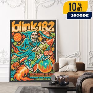 Blink-182 Missionary Impossible Tour On September 1st 2025 At Credit One Stadium Charleston SC USA Show Number Four Poster Artwork By Sindy Sinn Poster Canvas Home Decor