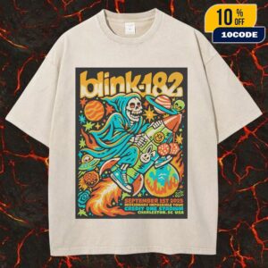 Blink-182 Missionary Impossible Tour On September 1st 2025 At Credit One Stadium Charleston SC USA Show Number Four Poster Artwork By Sindy Sinn Unisex Washed Tee