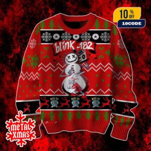 Blink-182 Ugly Christmas Sweater Custom Snowman Punk Rock Holiday Knit