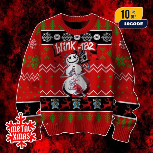 Blink-182 Ugly Christmas Sweater Custom Snowman Punk Rock Holiday Knit