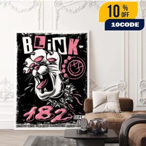 Blink-182 Virginia Beach VA 2025 Merch Poster At Veterans United Home Loans Amphitheater On September 4 2025 Art by Acorn Home Decor Poster Canvas