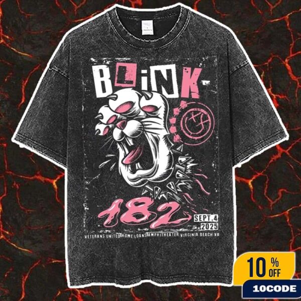 Blink-182 Virginia Beach VA 2025 Merch Poster At Veterans United Home Loans Amphitheater On September 4 2025 Art by Acorn Wash Classic T-Shirt
