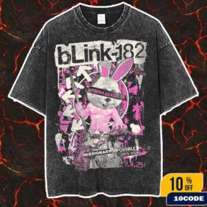 Blink-182 Virginia Beach VA 2025 Merch Tee At Veterans United Home Loans Amphitheater On September 4 2025 by Kyle Crawford Wash T-Shirt