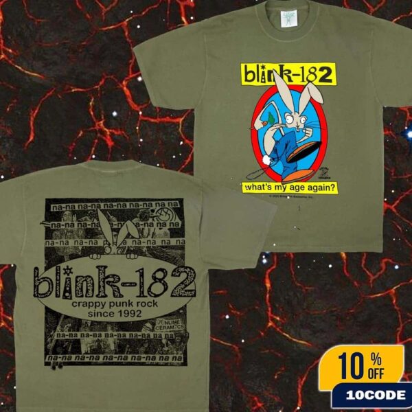 Blink-182 What’s My Age Again Missionary Impossible Tour 2025 Blink 182 Crappy Punk Rock Since 1992 Merch Two Sides T-Shirt