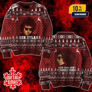Bob Dylan Forever Young Ugly Christmas Sweater With Vintage Knit And Holiday Pattern