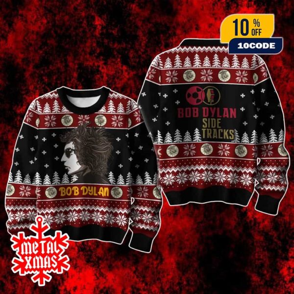 Bob Dylan Side Tracks Ugly Christmas Sweater Holiday Knit for Music Fans