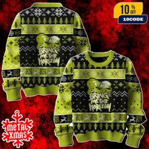 Bring Me The Horizon Christmas Gifts Green Pattern Snowflake Knit Ugly Christmas Sweater