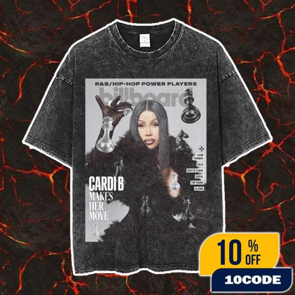 Cardi B Graces The Cover Of Billboard Magazine Makes Here Move 2025 Vintage Washed Unisex T-Shirt