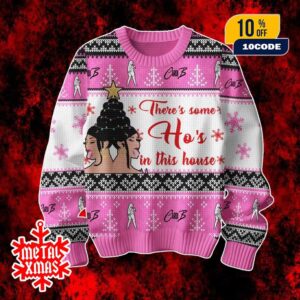 Cardi B Ugly Christmas Sweater Theres Some Hos In This House Holiday Gift