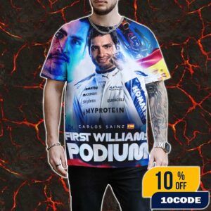 Carlos Sainz First Williams Podium F1 Azerbaijan Grand Prix 2025 At Baku City Circuit Historic Third Place All Over Print Graphic T-Shirt, Hoodie
