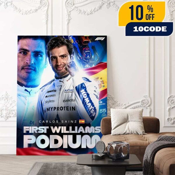 Carlos Sainz First Williams Podium F1 Azerbaijan Grand Prix 2025 At Baku City Circuit Historic Third Place Poster Canvas Home Decor