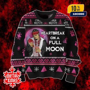 Chris Brown Heartbreak On A Full Moon Ugly Christmas Sweater Holiday Gift