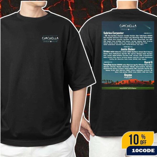 Coachella 2026 Indio California Lineup At Empire Polp Club On April with Sabrina Carpenter, Justin Bieber, Karol G and Anyma Classic T-Shirt