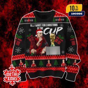 Cristiano Ronaldo All I Want For Christmas Is The Cup Ugly Sweater Holiday Knit
