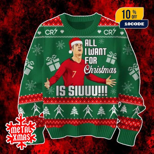 Cristiano Ronaldo CR7 Ugly Christmas Sweater Siuuu Football Holiday Gift for Soccer Fans