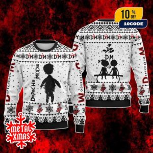 Depeche Mode Ugly Christmas Sweater Black White Synthpop Holiday Knit