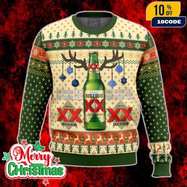 Dos Equis Beer Ugly Christmas Sweater Funny Drinking Holiday Pullover for Men and Women