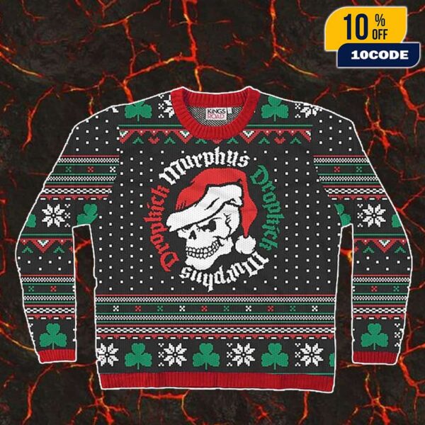 Dropkick Murphys Holiday Crewneck Skull Artwork Snowflake Pattern Christmas Gift Ugly Sweater