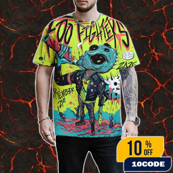 Foo Fighters Surprise Show On September 21 2025 At The Black Cat Washington DC Poster Event Artwork By Stan Draws All Over Print Graphic T-Shirt, Hoodie