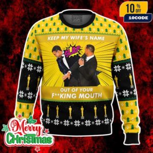 Funny Will Smith Chris Rock Slap Holiday Knit Pullover Meme Ugly Sweater For Christmas Parties
