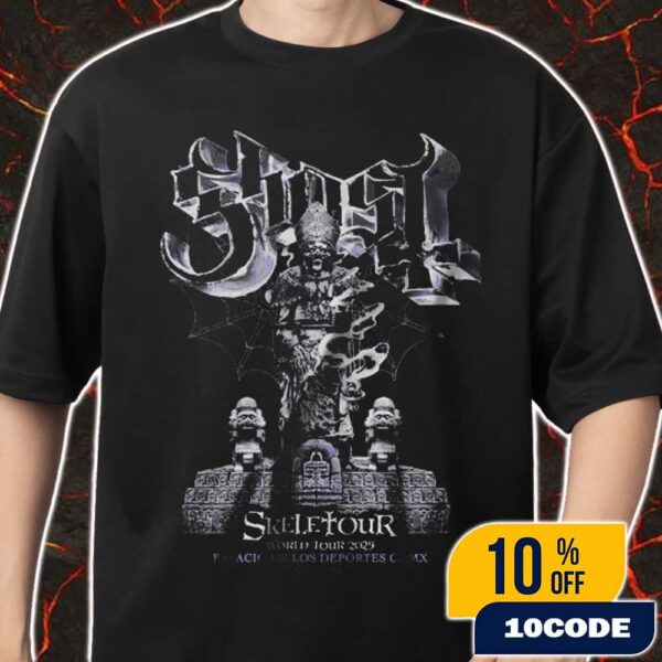 Ghost Band Skeletour World Tour 2025 Palacio De Los Deportes CDMX Mexico September 23-24-25 2025 Skeletal Skull Design Artwork Merch Unisex T-Shirt