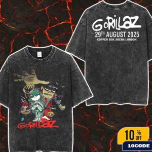 Gorillaz Debut Album Performed In Full Live In London UK At Copper Box London On August 29th 2025 Merch Wash Two Sides T-Shirt