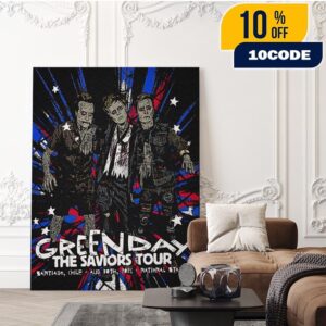 Green Day The Saviors Tour 2025 Concert Poster For Santiago Chile At National Stadium On August 30 Home Decor Poster Canvas