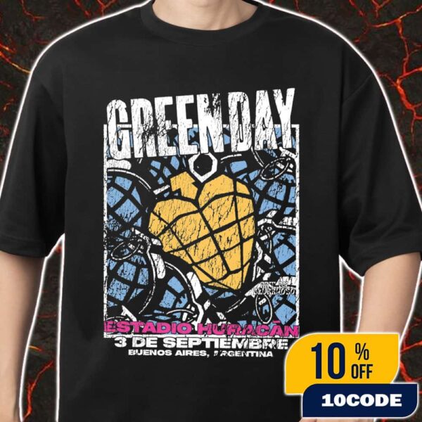 Green Day The Saviors Tour 2025 On September 3 At Estadio Tomas Adolfo Duco Buenos Aires Argentina Artwork By Blurryoso Merch Unisex T-Shirt