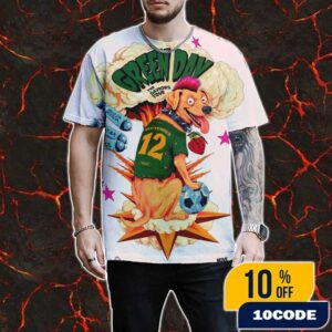 Green Day The Saviors Tour September 12 2025 At Arena Da Baixada Curitiba Brazil Vira-lata Caramelo Artwork Number 12 Poster By Jonas Santos All Over Print Graphic T-Shirt, Hoodie