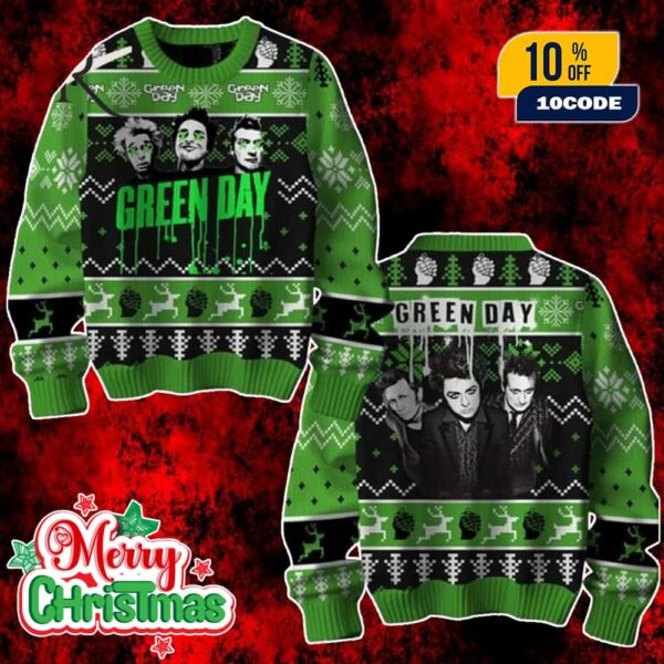 Green Day Ugly Christmas Sweater Band Holiday Jumper Xmas Gift For Fans