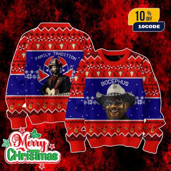 Hank Williams Jr Bocephus Family Tradition Ugly Christmas Sweater