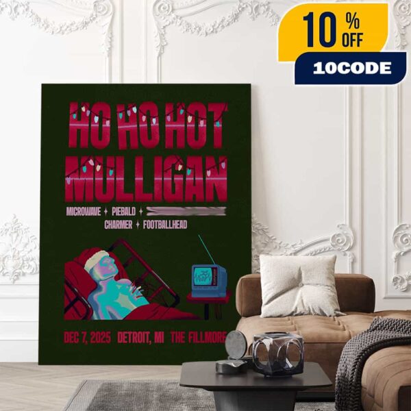 Hot Mulligan Ho Ho Hot Mulligan Event Show Poster At The Fillmore Detroit Michigan December 6 2025 The Sound A Body Makes When It’s Still Tour First Night Poster Canvas Home Decor