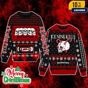 Ice Nine Kills Ugly Christmas Sweater The Silver Scream Holiday Skull Horror Movie Inspired Knit Jumper Merch