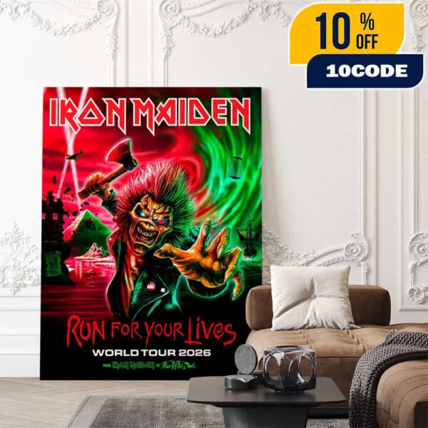 Iron Maiden Run For Your Lives World Tour 2026 Poster Eddie Artwork Fear Of The Dark Poster Canvas Home Decor