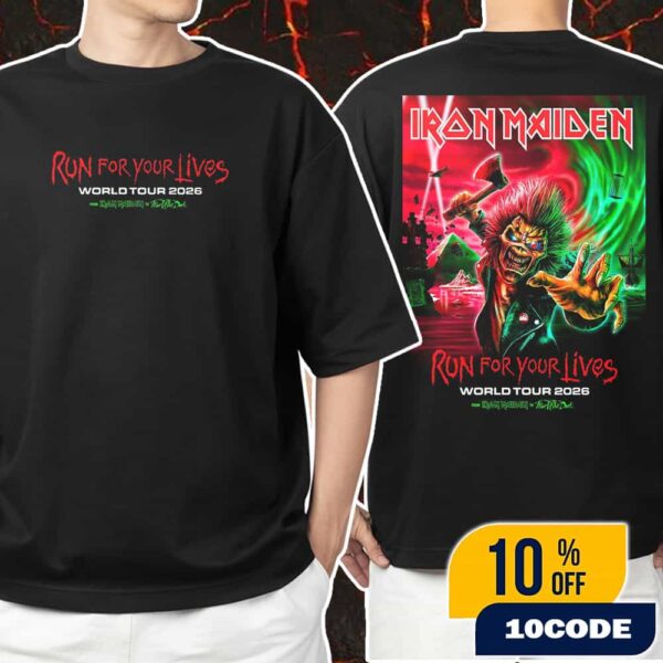 Iron Maiden Run For Your Lives World Tour 2026 Poster Eddie Artwork Fear Of The Dark Unisex T-Shirt Merchandise