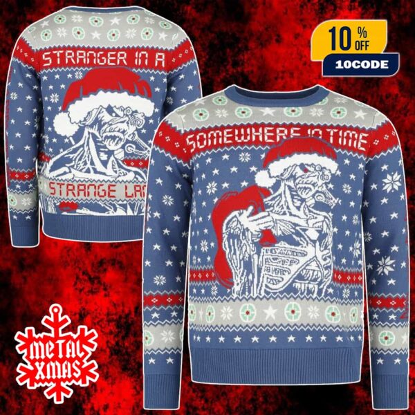 Iron Maiden Ugly Sweater Somewhere In Time Eddie Santa Christmas Jumper