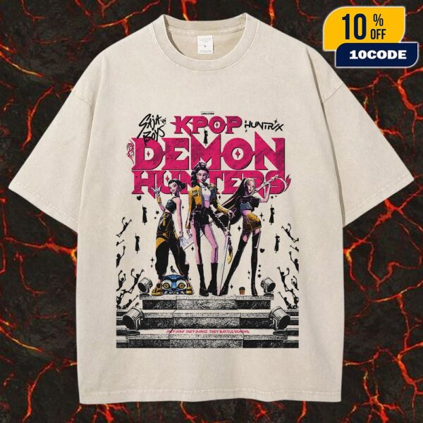 K-Pop Demon Hunters 2025 Poster Movie Design Artwork By Justbychris Unisex Washed Tee
