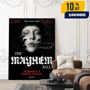 Lady Gaga The Mayhem Ball Tour 2025-2026 At Marvel Stadium December 5-6 2025 Live Nation Poster Canvas Home Decor