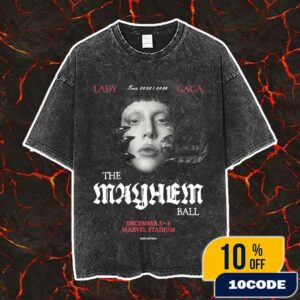Lady Gaga The Mayhem Ball Tour 2025-2026 At Marvel Stadium December 5-6 2025 Live Nation Vintage Washed Unisex T-Shirt