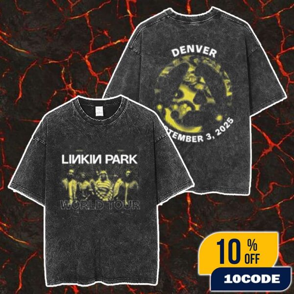 Linkin Park From Zero World Tour 2025 Denver Tee September 3 2025 Band Members Artwork And Logo At Ball Arena Merch Unisex Two Sided Washed T-Shirt