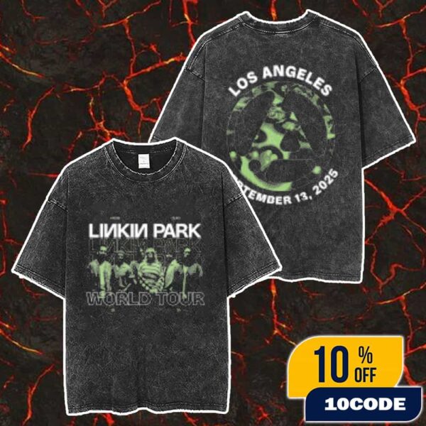 Linkin Park From Zero World Tour 2025 Official Los Angeles Merchandise On September 13 2025 At Intuit Dome Merch Unisex Two Sided Washed T-Shirt