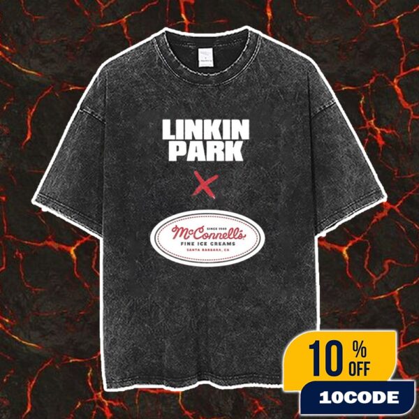 Linkin Park x McConnell’s Logo Fine Ice Creams September 5th 2025 At Santa Barbara CA Vintage Washed Unisex T-Shirt