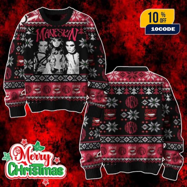 Maneskin Little Buoni Ugly Christmas Sweater Custom Name Number Band Holiday Jumper