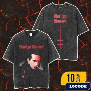 Marilyn Manson OAUG Photo Simple Merch Unisex Two Sided Washed T-Shirt