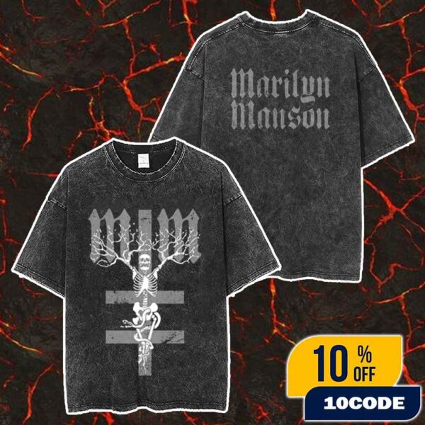 Marilyn Manson Skeletree Merch Unisex Two Sided Washed T-Shirt